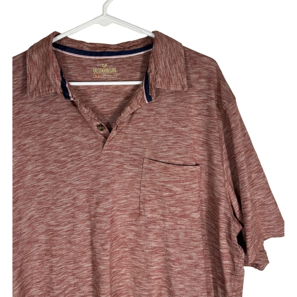Outdoor Life Mens XL Polo Shirt Maroon Space Dye Short Sleeve Chest Pocket F8